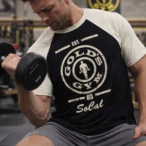 Golds Gym SoCal Raglan Shirt Venice  Bodybuilding Muscle Joe Fitness Gym L 22x28